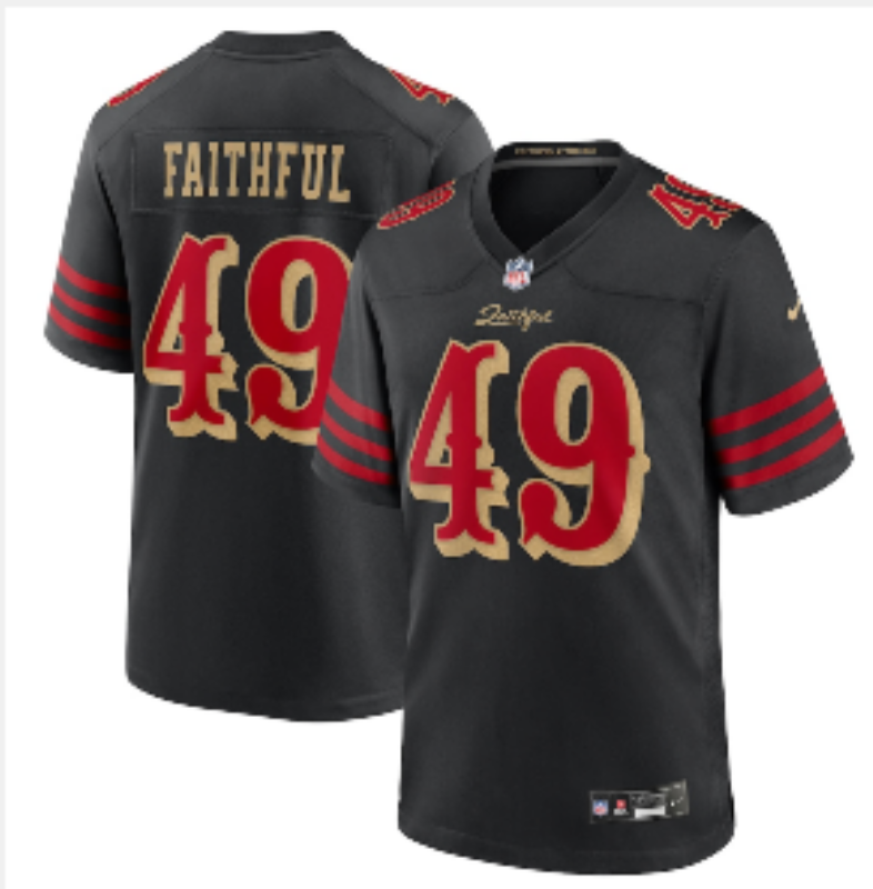 Men San Francisco 49ers #49 Faithful black 2025 Nike NFL Jersey 005